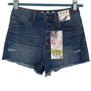 ReWash High Rise Denim Shorts Comfort Stretch Button Fly Distressed Women’s 27